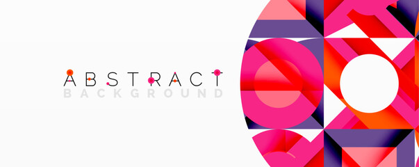 Leinwandbilder - Geometric shapes overlap, creating vibrant colorful design. Modern abstract background with pink, purple hues.