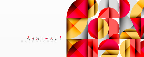 Leinwandbilder - Geometric shapes overlap, creating vibrant red, yellow, white pattern. Modern design element for backgrounds, presentations.