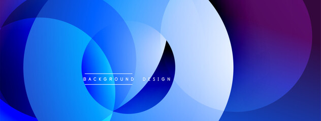 Leinwandbilder - Abstract circles overlap, creating vibrant blue, purple gradients. Modern design element for backgrounds, presentations. Minimalist aesthetic.