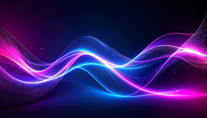 Aufkleber - Abstract neon light waves with purple, and blue.