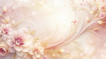 Wall Mural - Soft pink and creamy swirls on a white background create a dreamy and ethereal atmosphere, texture, floral,  texture, floral