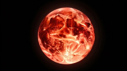 Wall Mural - Full red moon on a black background, nighttime, lunar glow,  nighttime, lunar glow, space, moonlight