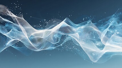 Poster - Abstract Wavy Lines on Blue Background
