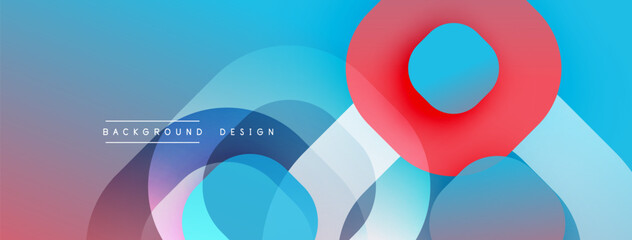 Poster - Abstract colorful layers create dynamic visual effect. Smooth gradients blend, forming modern design elements. Background features overlapping shapes.
