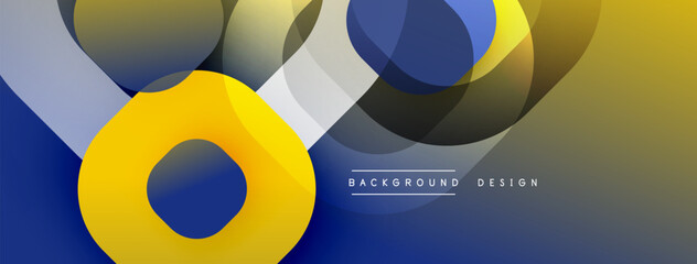 Poster - Abstract shapes overlap, creating dynamic visual effect. Colors blend from gold to blue, modern design element.