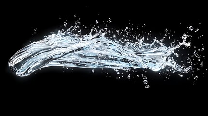 Poster - Captivating Splash of Pure Water Against a Dark Background, Highlighting Natural Elegance and Fluid Motion in a Dynamic Form