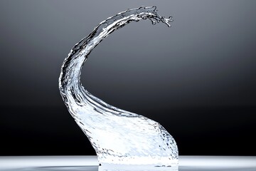 Poster - Graceful Water Sculpture Flowing in a Curved Stream Capturing Movement and Elegance in a Stunning Visual Display