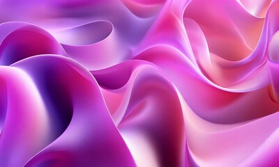 Fototapete - Purple and pink silk background, with wavy folds of fabric, hyper-realistic, close-up, blurred background, digital art, soft lighting, 
