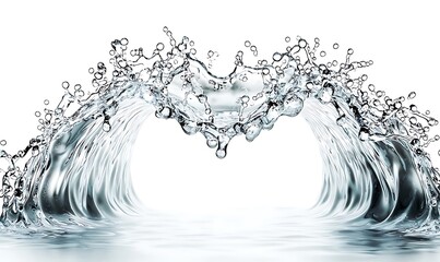 Poster - Dynamic Splashing Water Wave Creation with Crystal Clear Droplets on a White Background