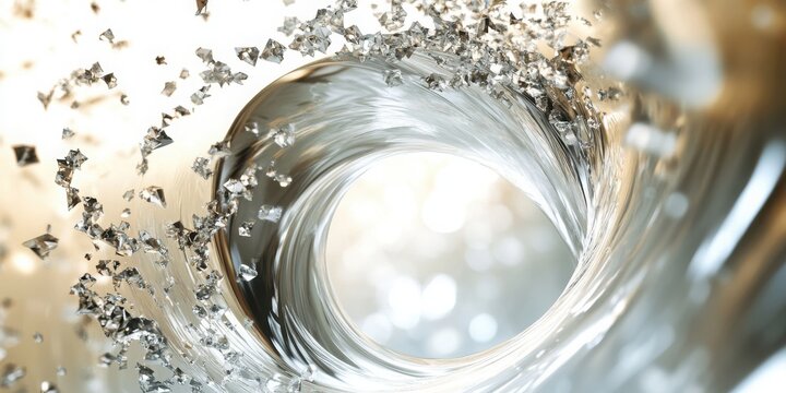 Fluid undulations, broken prism, blurred swirl backdrop