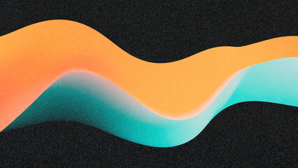 Poster - Abstract wave illustration featuring vibrant orange and teal colors flowing smoothly against a dark background, creating a sense of movement and modern design aesthetics