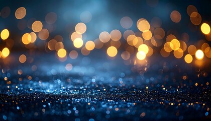 Poster - Bokeh lights and sparkly blue background.