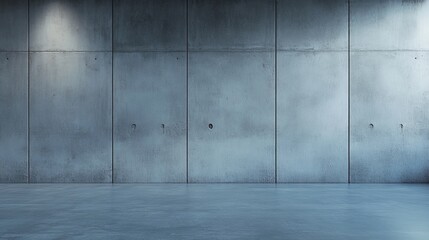 Poster - Modern empty room with textured concrete walls and floor, lit by a single overhead light