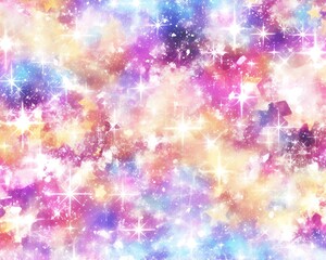 Wall Mural - Colorful galaxy background with sparkling stars and pastel nebula.