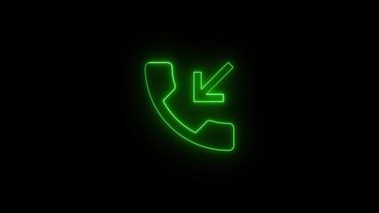 Poster - Illuminated neon green incoming call symbol illuminated against a black background representing communication and connectivity