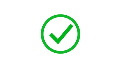 Poster - Green check mark icon within a circle symbolizing approval confirmation and success on a clean white background for graphic design and digital projects