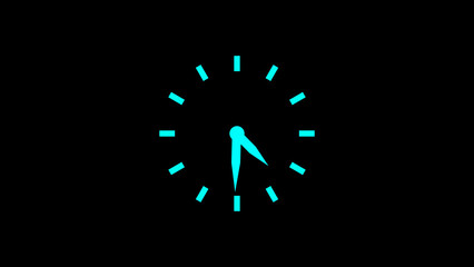 Poster - Abstract turquoise clock face against a dark background depicting time concept hour minute symbol and illustration