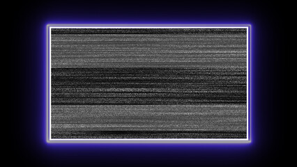 Poster - Abstract digital display texture featuring horizontal noise and a glowing blue frame set against a black background perfect for various graphic design applications.
