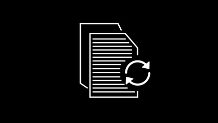 Fototapete - Data sync and synchronization concept illustrated by documents and circular arrow for digital communication