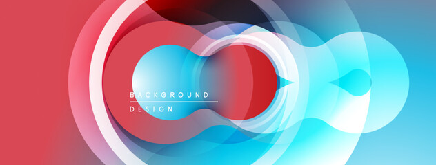 Poster - Abstract colorful design. Overlapping circles create dynamic visual effect. Red, blue gradients dominate composition. Modern aesthetic.