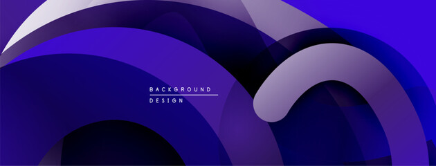 Aufkleber - Abstract dynamic composition. Overlapping curves create modern visual effect. Gradient shades offer depth, texture.