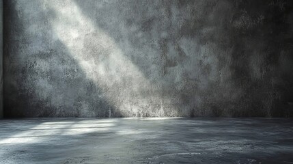 Poster - Concrete room, sunlight beams, textured walls, emptiness, shadows