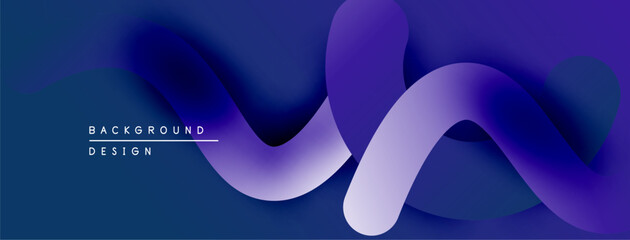 Poster - Abstract fluid shapes, gradient colors, blue purple tones. Modern design element for backgrounds, presentations. Smooth curves create dynamic visual.
