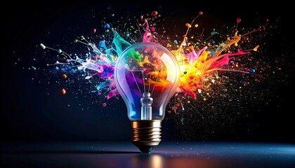 Poster - Colorful Explosion Inside Lightbulb.