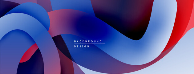 Aufkleber - Abstract fluid shapes, blue, red gradients. Modern design element for backgrounds, presentations. Smooth transitions, dynamic composition.