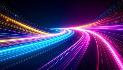 Leinwandbilder - Colorful light trails on a dark background.