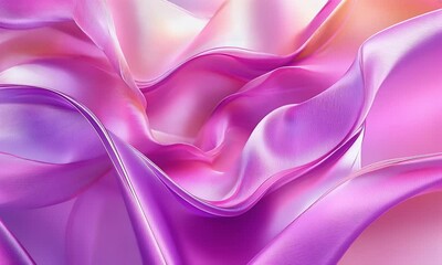 Fototapete - Purple and pink silk background, with wavy folds of fabric, hyper-realistic, close-up, blurred background, digital art, soft lighting, 