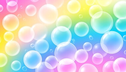 Poster - Colorful Rainbow Bubbles on Gradient Background.