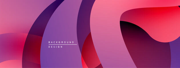 Aufkleber - Abstract gradients, flowing shapes create modern background. Purple, pink hues dominate composition. Minimalist design.