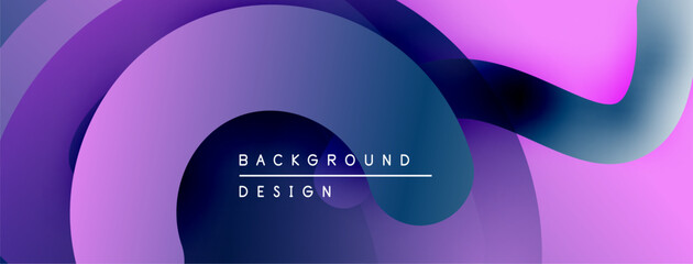 Aufkleber - Abstract flowing shapes, vibrant purple hues, modern design. Gradient colors create dynamic visual texture. Minimalist aesthetic.