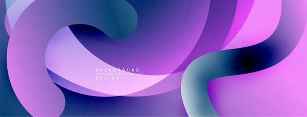 Poster - Abstract fluid shapes, vibrant purple hues, smooth gradients. Modern design element, dynamic composition, flowing forms.