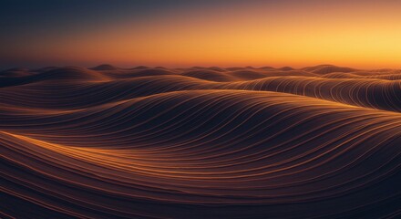 Leinwandbilder - Abstract Wave Landscape at Sunset