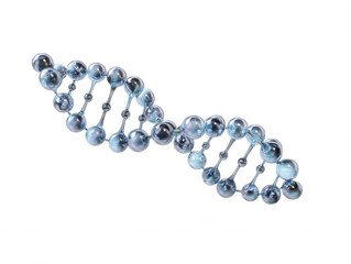 Poster - A glossy, transparent DNA double helix strand is rendered against a white background, representing genetic code, biology, and the building blocks of life itself.