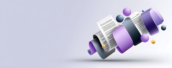 Poster - In a minimalist, futuristic setting, holographic bankruptcy documents generated by AI float in mid-air, surrounded by advanced financial data visualizations. The clean design provides abundant copy