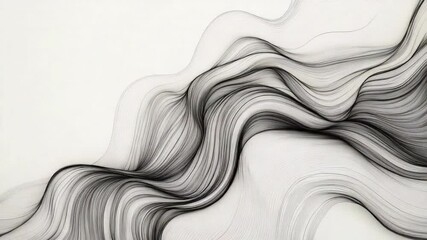Poster - abstract grayscale waves: elegant grayscale abstract art featuring flowing waves, creating a sense o