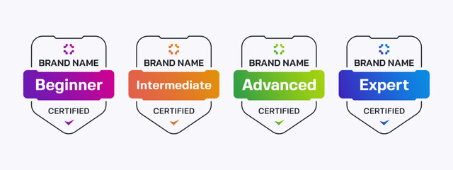 Poster - professional skill level shield badges. certified level badge set vector.
