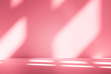 Leinwandbilder - Wall interior background, studio and backdrops show products.with shadow from window color pink background for text insertion and presentation interior decoration	