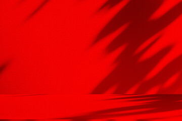 Leinwandbilder - Wall interior background, studio and backdrops show products.with shadow from window color Red background for text insertion and presentation product	
