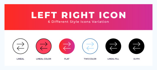Fototapete - Left right icon set with different styles. Design elements for logo. Vector illustration.