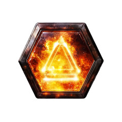 Poster - Fiery Hexagonal Emblem Glowing Triangle in a Cosmic Inferno