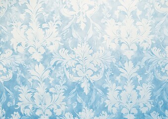  Shabby chic, light blue damask-patterned vintage wallpaper, highly detailed. 