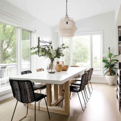 Fototapete - Spacious bedroom with soft linens, natural textures, and minimalist furniture throughout.
