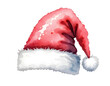 © Ольга Іщенко - Festive Watercolor Santa Hat with Furry Trim on a White Background