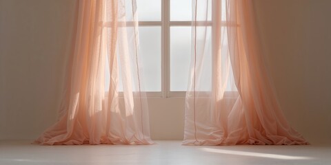 Poster - soft sunlight filtering through sheer curtains in a serene interior space during daytime