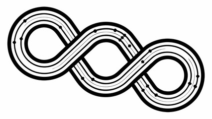 Poster - Black and white infinity symbol with lines and dots creating a flowing and interconnected design element created with generated ai