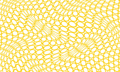 Poster - abstract yellow outline circular dot wave pattern.